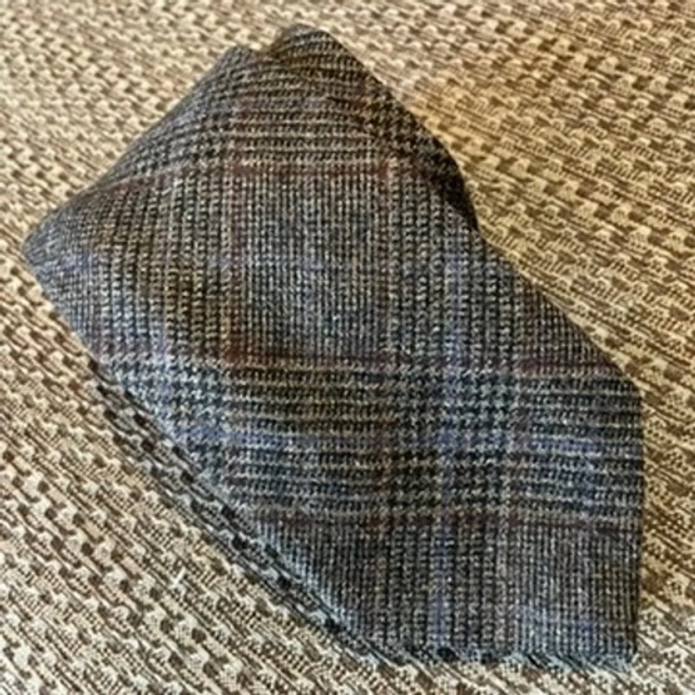 Brooks Brothers Necktie Brown Plaid Heritage Ivy League Wool Glen Check USA